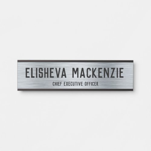 Office Door Name Plate Sign _ Silver and Black