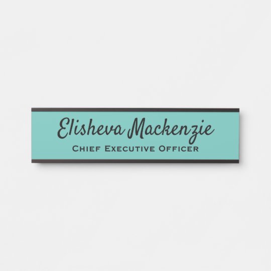 Office Door Name Plate Sign - Teal and Black | Zazzle.com