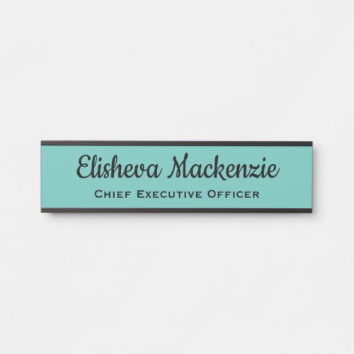 Office Door Name Plate Sign _ Teal Blue and Black