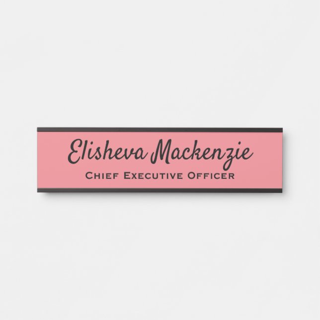 Office Door Name Signs Plate Sign - Pink (Front)