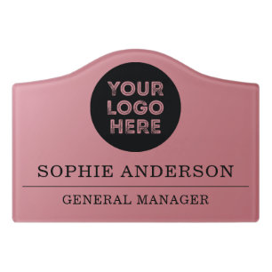 Office Door Rose Gold Custom Logo Name Title Sign