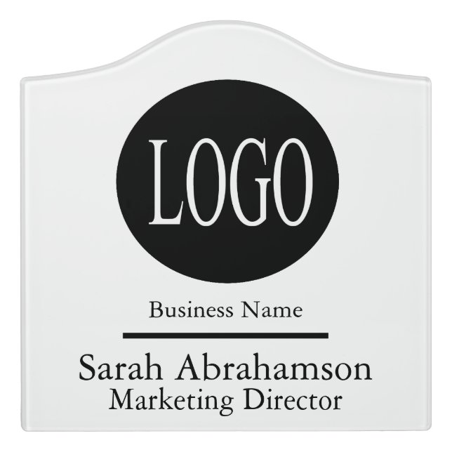 Office Door Sign Black and White Custom Logo (Large Crest Front)