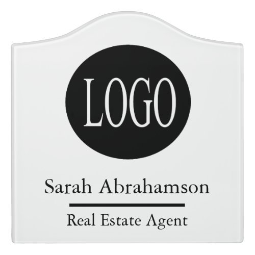 Office Door Sign Black and White Real Estate Agent