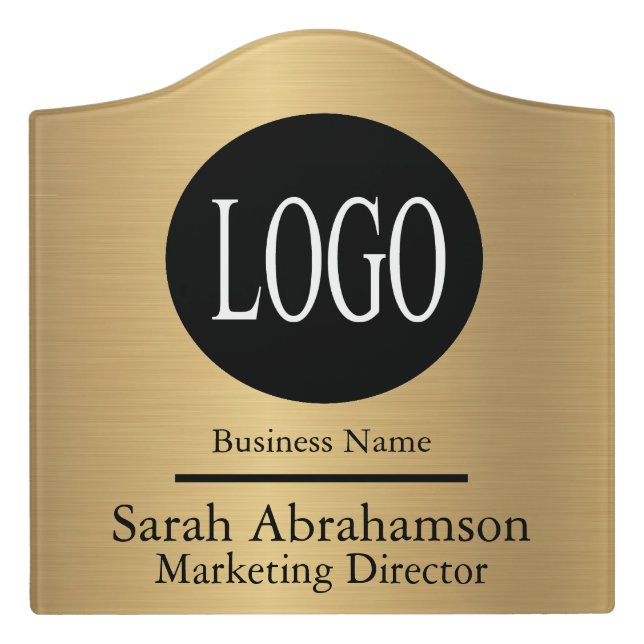 Office Door Sign Gold Color Custom Logo (Large Crest Front)