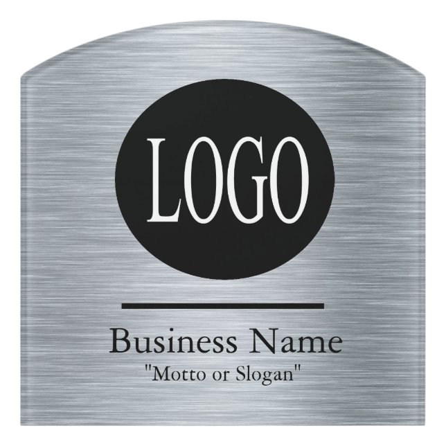 Office Door Sign Silver Color Custom Logo (Contour Front)
