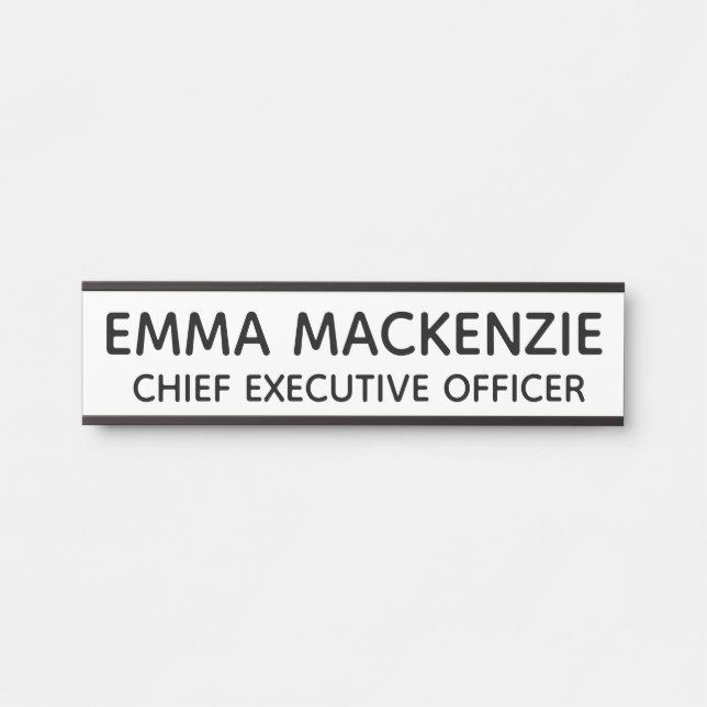 Office Door Sign White Name Plate (Front)