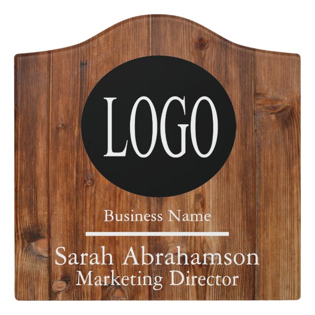 Office Door Sign Wooden Rustic Wood Custom Logo (Large Crest Front)