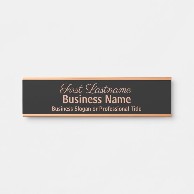 Office Door Signs Classic Modern Rose Gold Sign (Front)