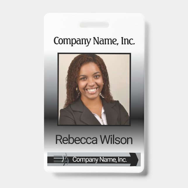 Office Employee Picture Badge - Black (Front)