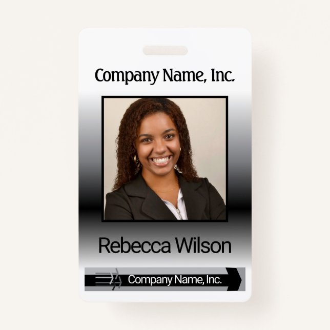 Office Employee Picture Badge - Black (Front)