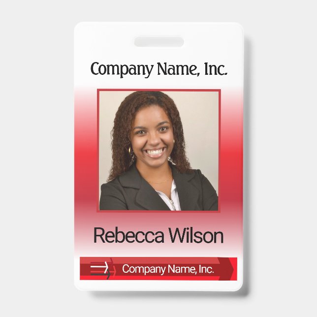 Office Employee Picture Badge - Red (Front)