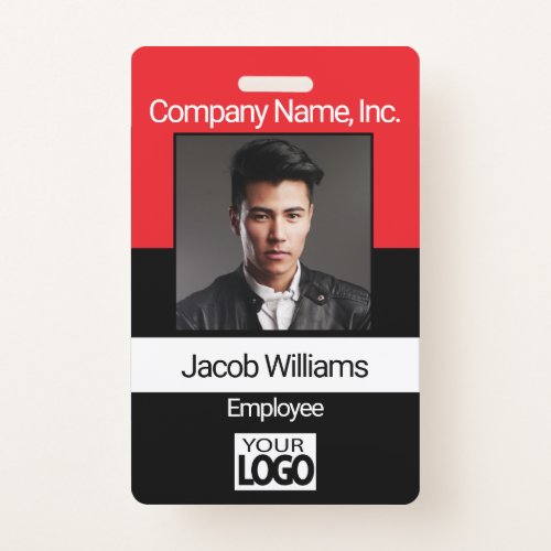 Office Employee Picture Badges _ Black  Red