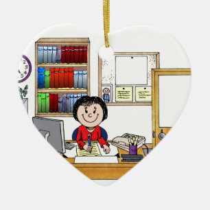 Office, Female - Personalized Cartoon Gift Ceramic Ornament