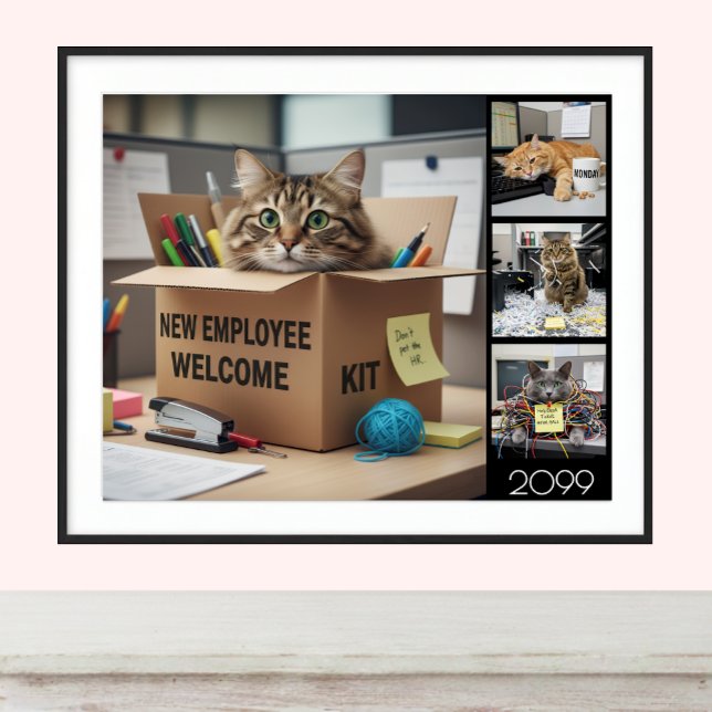 Office Fun Cats Photo Poster, 2026 / Business Cat Poster (Cats Fun meme poster / Office Poster)