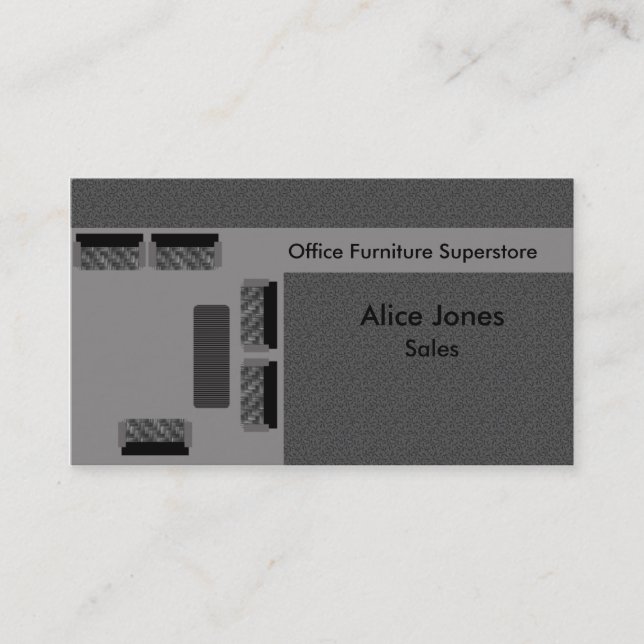 Office Furniture Business Card, Gray Business Card (Front)