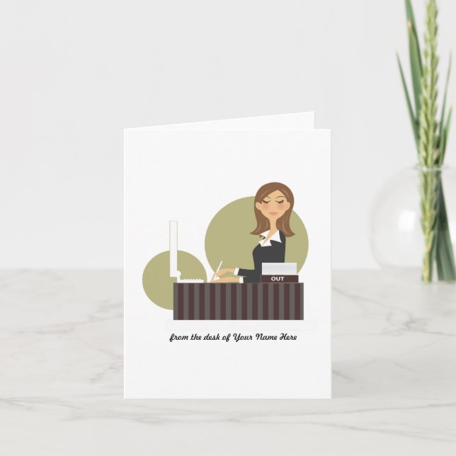 Office Girl Personalized Notecards (Front)