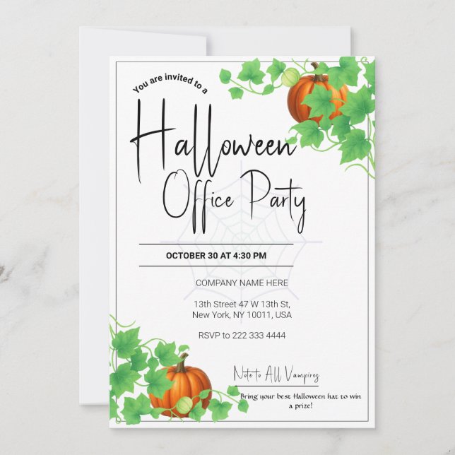 Office Halloween Invitations White Card (Front)