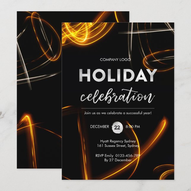 Office Holiday party light sparkler Invitation (Front/Back)