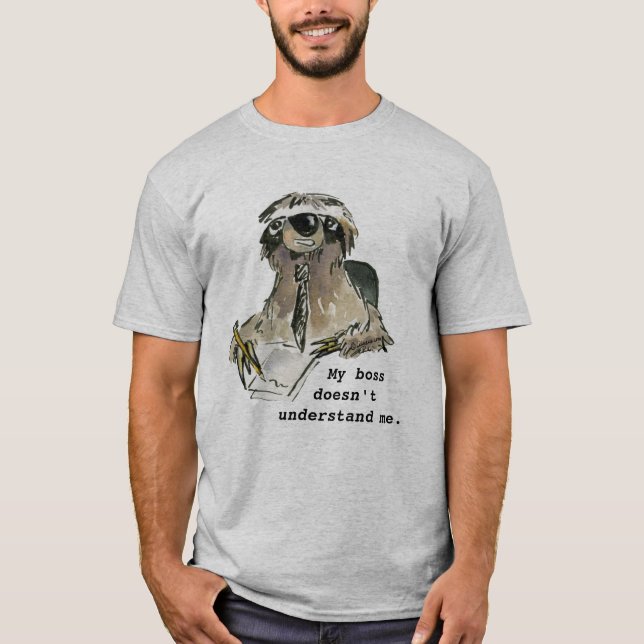 Office Humor Cartoon Sloth T Shirt (Front)