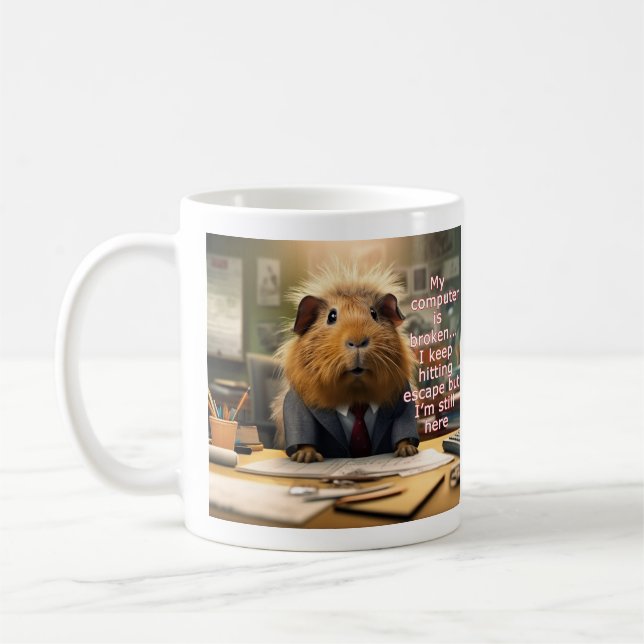 Office Humor Guinea Pig Escape Key Coffee Mug (Left)