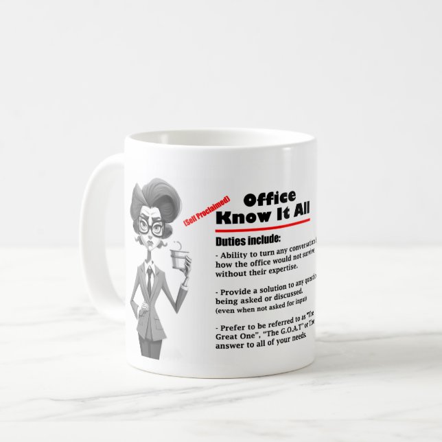 Office Humor Know It All Coffee Mug 2 (Front Left)