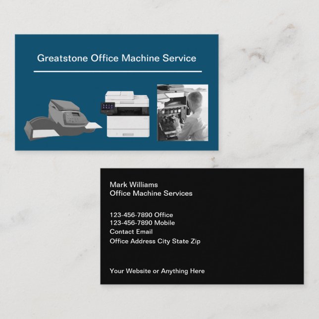 Office Machine Repair Service Technician Business Card (Front/Back)