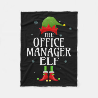 Office Manager Elf Xmas Matching Family Group Chri Fleece Blanket