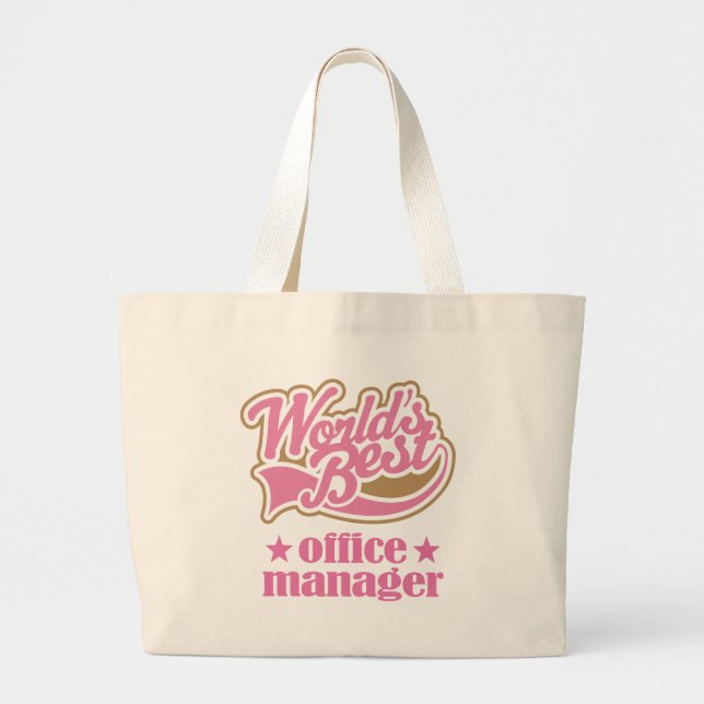 Office Manager Gift (Worlds Best) Large Tote Bag (Front)