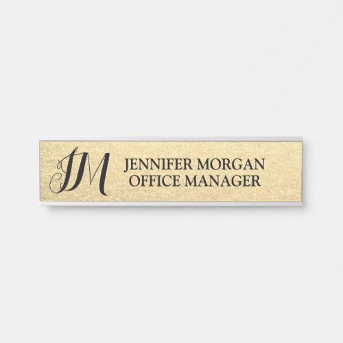 Office manager monogrammed initials name tag door sign
