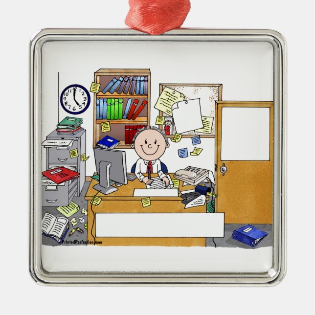 Office - Messy, Male Metal Ornament (Front)