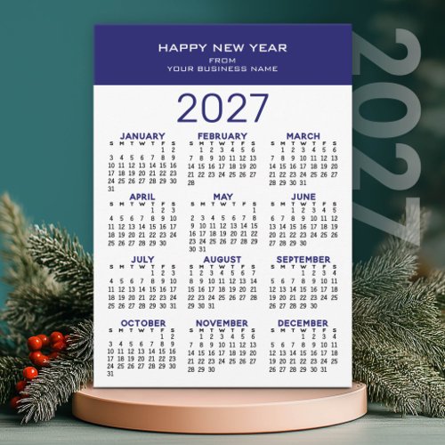 Office New Year Minimal - 2027 Calendar Business Holiday Card