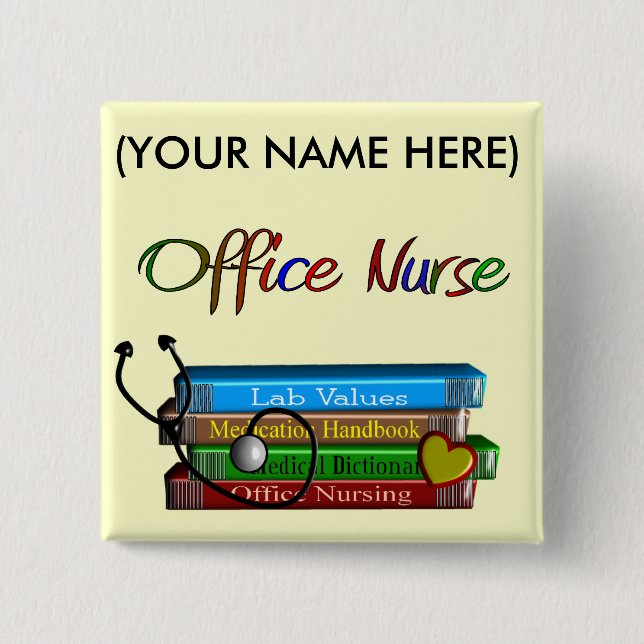 Office Nurse Books Design Gifts Pinback Button (Front)