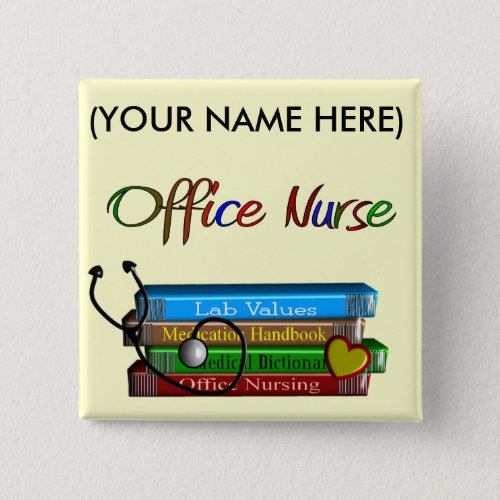 Office Nurse Books Design Gifts Pinback Button