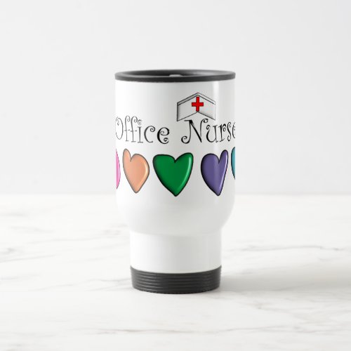 Office Nurse Multi_Color Hearts Design 3D Travel Mug
