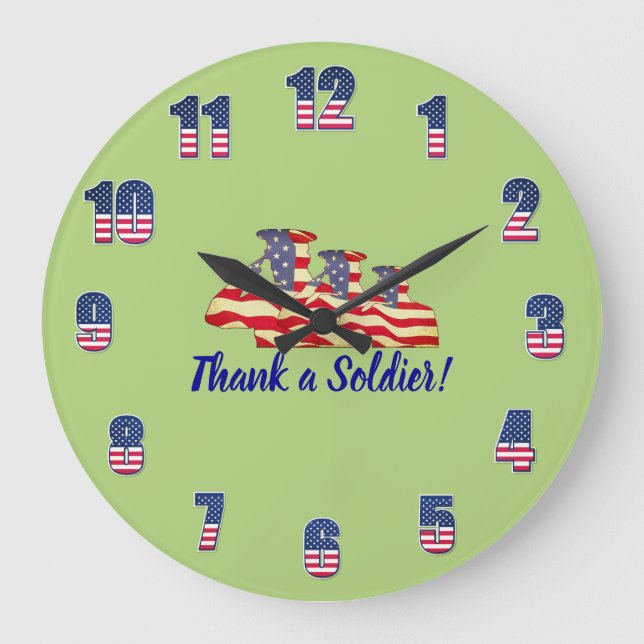 Office or Home 'Thank a Soldier'  Large Clock (Front)