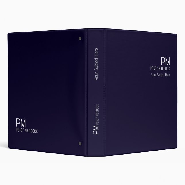 Office Organizer Deep-Blue Monogrammed 3 Ring Binder (Background)
