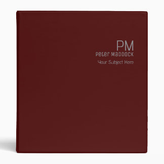 Office Organizer Monogrammed Oxblood 3 Ring Binder