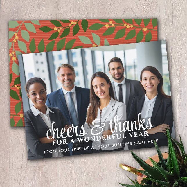 Office Photo - Cheers Thanks for a Wonderful Year Holiday Card (Thanksgiving Business Greeting Cards)