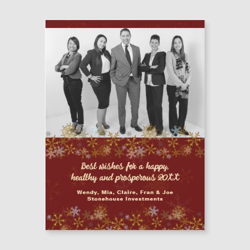 Office Photo Corporate Christmas Magnetic Cards