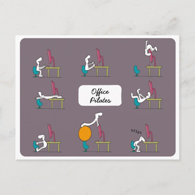 Office Pilates postcard, brown Postcard (Front)