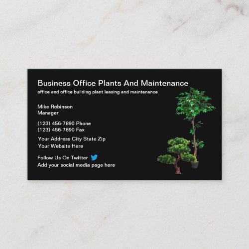 Office Plant Maintenance And Leasing Business Card