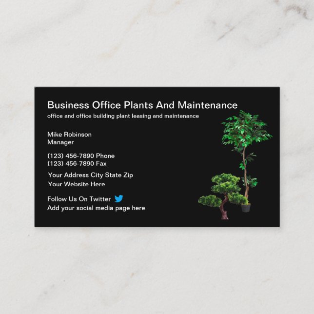 Office Plant Maintenance And Leasing Business Card (Front)