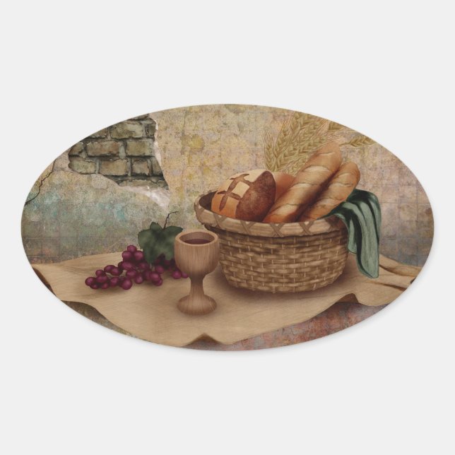 Office Products - The Bread of Life Oval Sticker (Front)