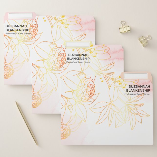 Office Project Organization Floral Watercolor File Folder (Set)