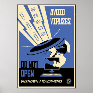 Office Propaganda: Avoid Downloads (blue) Poster