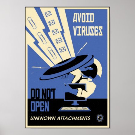 Office Propaganda: Avoid Downloads (blue) Poster
