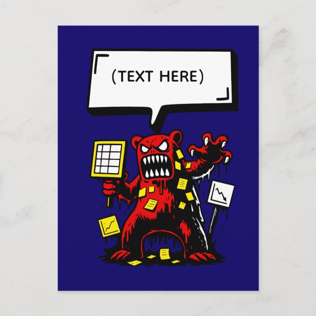 Office Rage Bear - Customizable Text Postcard (Front)