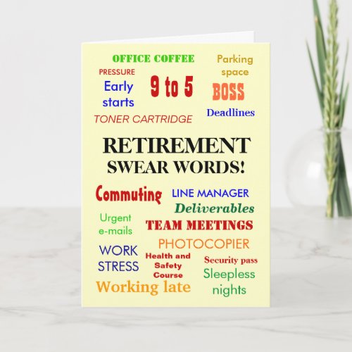 Office Retirement  Funny Joke  Swear Words Card