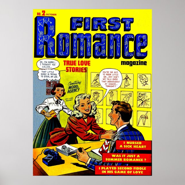Office Romance Lady In Red Vintage Comics Poster (Front)