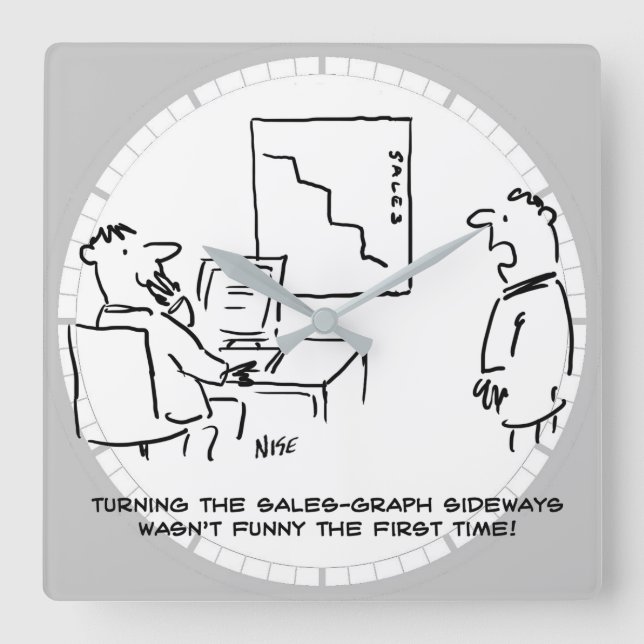 Office Sales Chart Turned Sideways Square Wall Clock (Front)